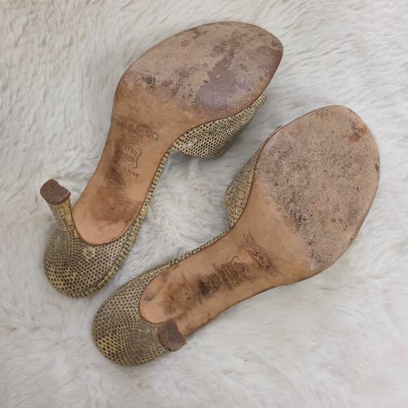 Jimmy Choo Snakeskin Animal Print Heels Open Toe Slide On Sandals - Picture 9 of 16